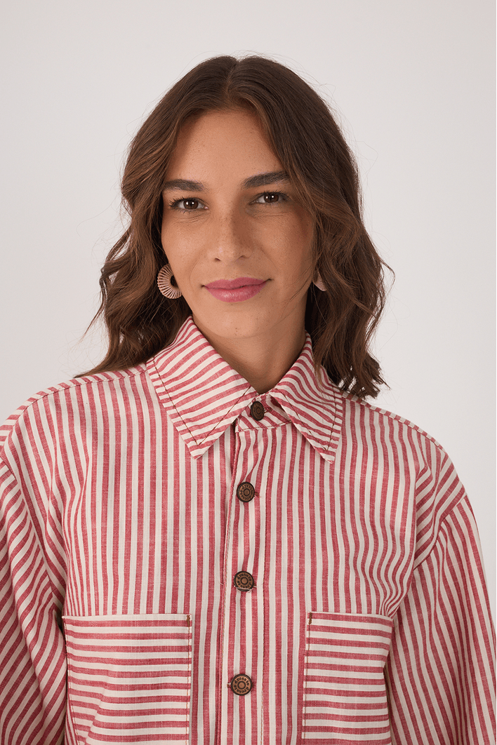 Camisa Sarja Listras
