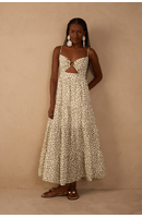 Vestido Cropped Estampa Poá Folhagem