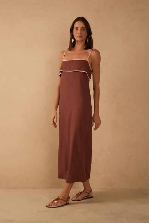 Vestido Cropped Linho Viés