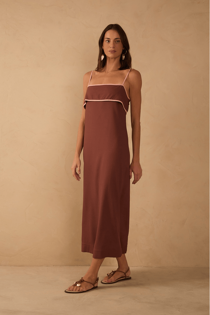 Vestido Cropped Linho Viés