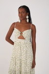 Vestido Cropped Estampa Poá Folhagem