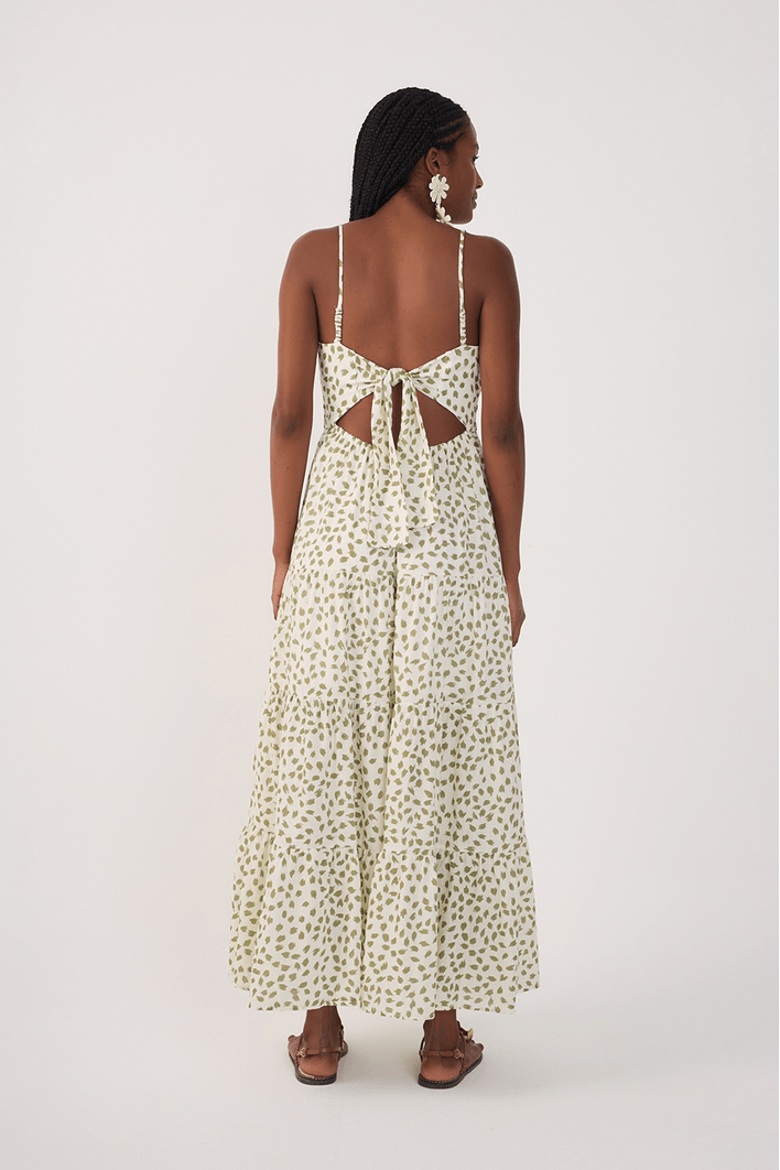 Vestido Cropped Estampa Poá Folhagem