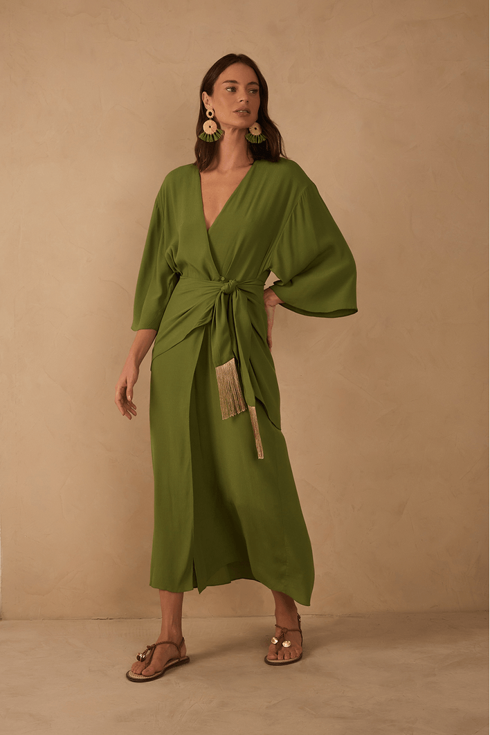 Vestido Cropped Crepe Pareo