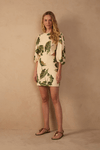 Vestido Linho Estampa Folhar