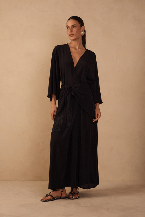 Vestido Cropped Crepe Pareo
