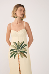 Vestido Midi Linho Estampa Tropicana