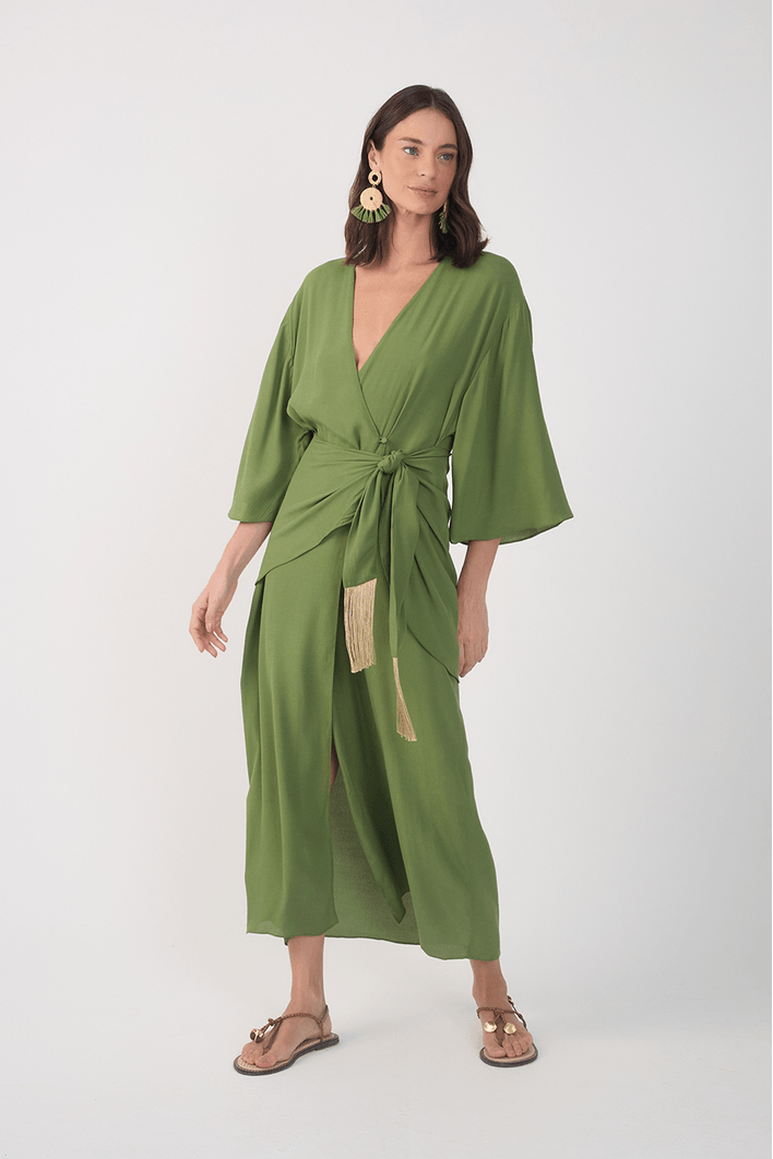 Vestido Cropped Crepe Pareo