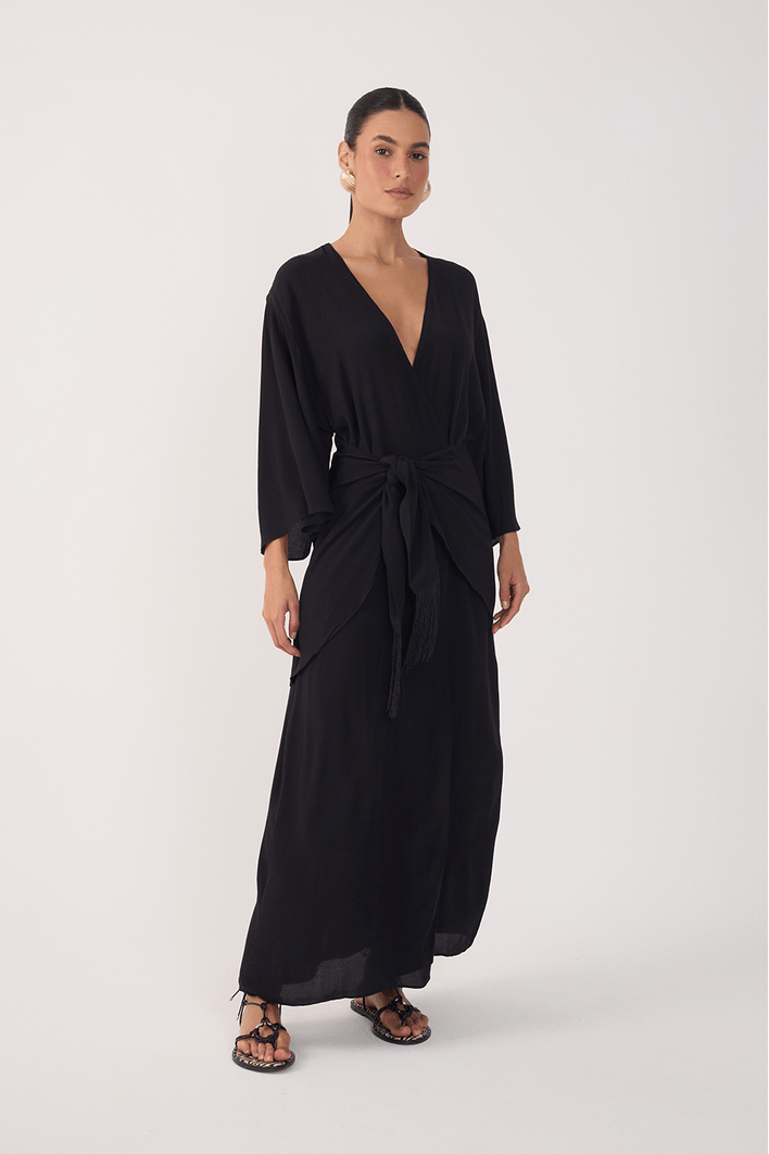 Vestido Cropped Crepe Pareo