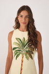 Vestido Linho Estampa Tropicana