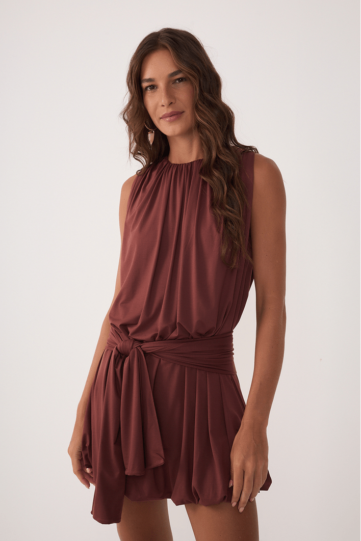 Vestido Básico Balonê Com Faixa