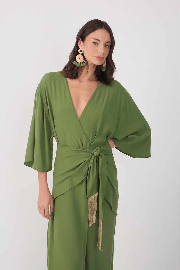 Vestido Cropped Crepe Pareo