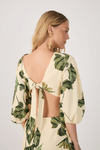 Vestido Linho Estampa Folhar