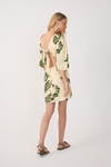 Vestido Linho Estampa Folhar
