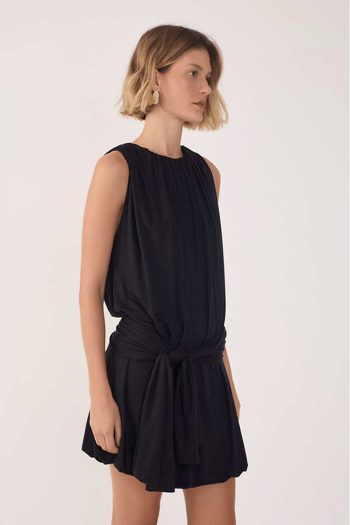 Vestido Básico Balonê Com Faixa