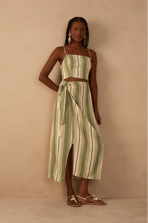 Vestido Midi Estampa Descanso Verde