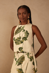 Blusa Linho Estampa Folhar