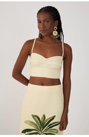 Top Linho Bordado Estampa Tropicana