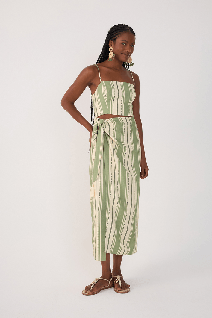 Vestido Midi Estampa Descanso Verde