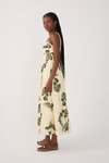 Vestido Midi Linho Estampa Folhar