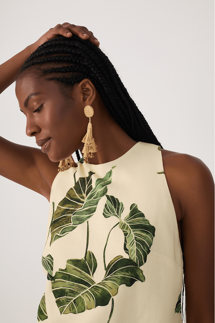 Blusa Linho Estampa Folhar