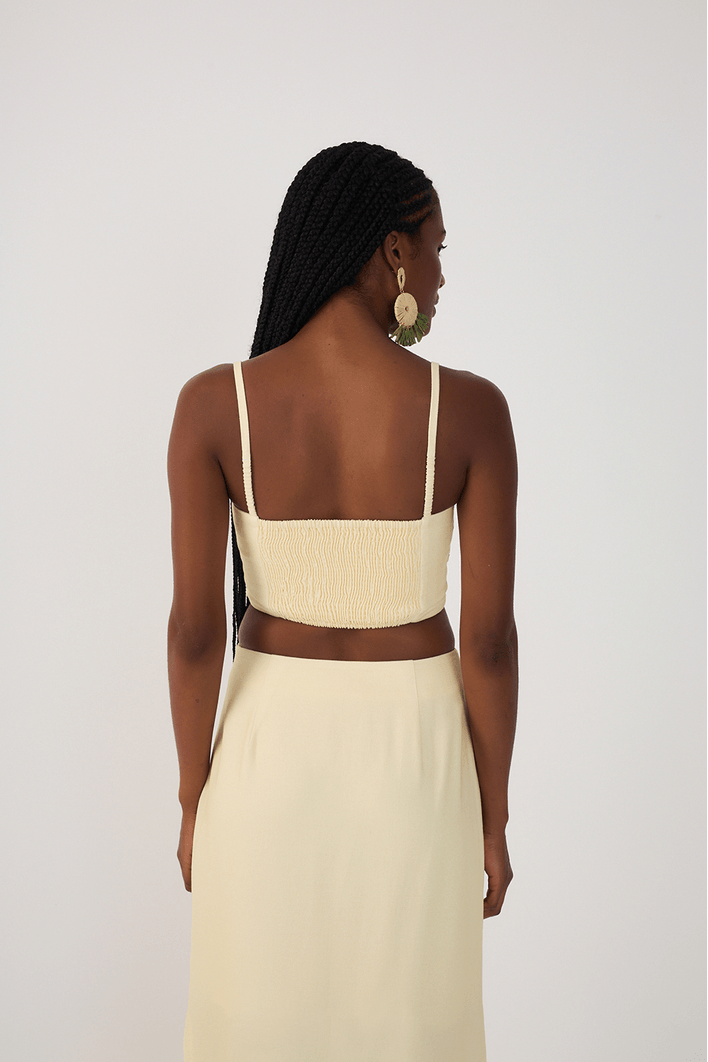 Top Linho Bordado Estampa Tropicana