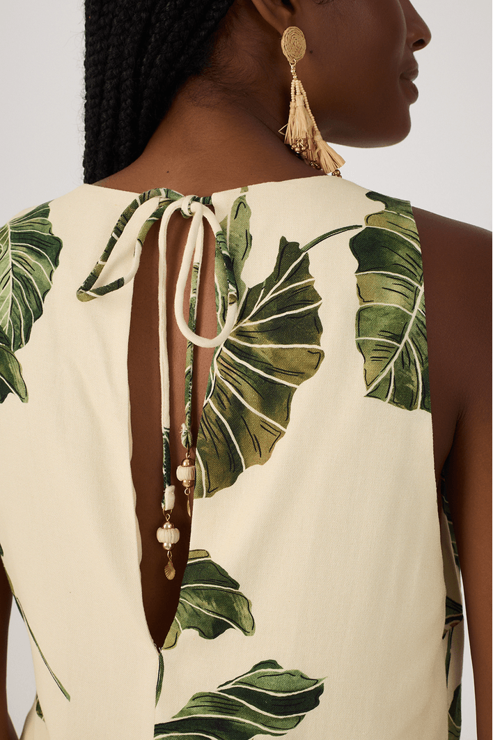 Blusa Linho Estampa Folhar