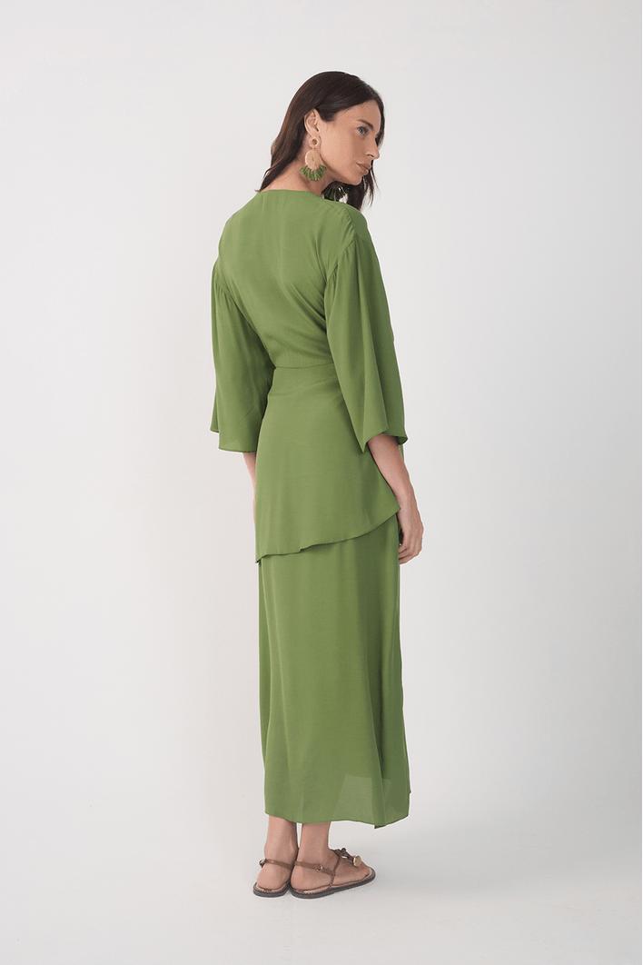 Vestido Cropped Crepe Pareo