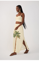Saia Cropped Linho Estampa Tropicana