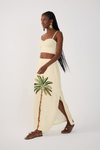 Saia Cropped Linho Estampa Tropicana