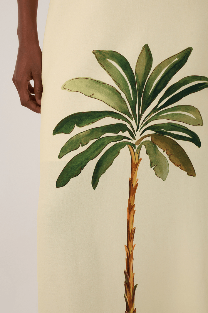 Saia Cropped Linho Estampa Tropicana