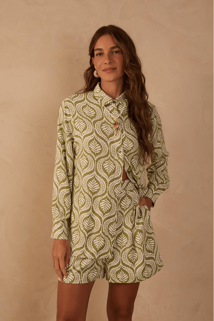 Camisa Crepe Estampa Jardim
