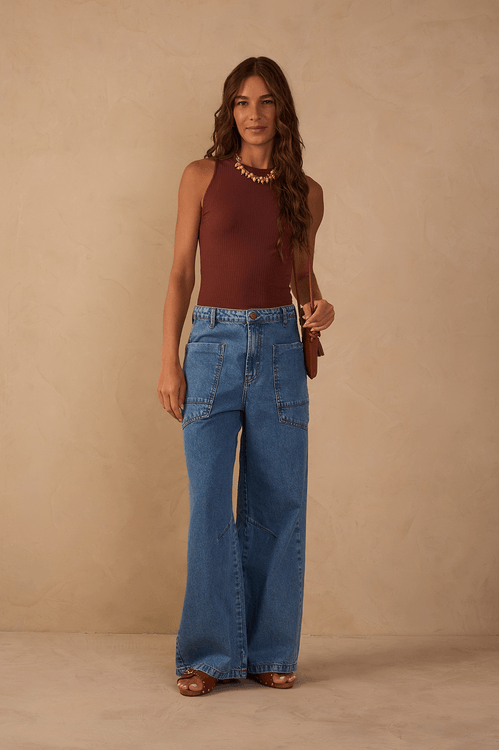 Calça Jeans Bolsos