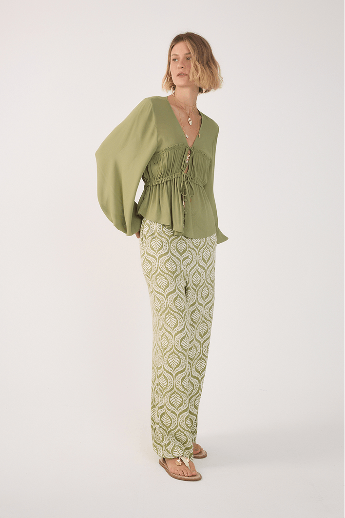 Calça Crepe Estampa Jardim