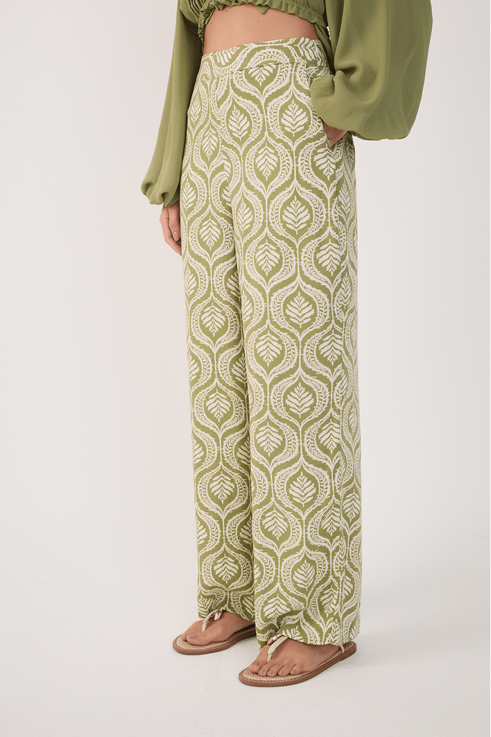 Calça Crepe Estampa Jardim