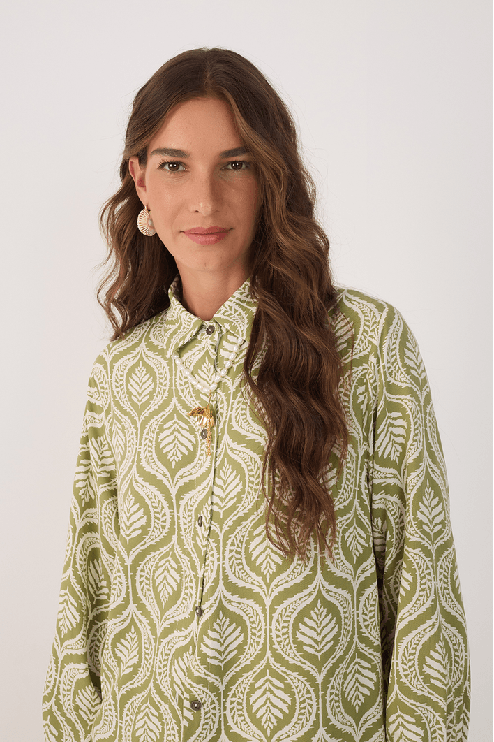 Camisa Crepe Estampa Jardim