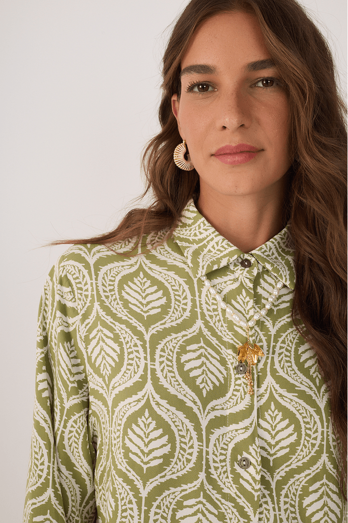 Camisa Crepe Estampa Jardim