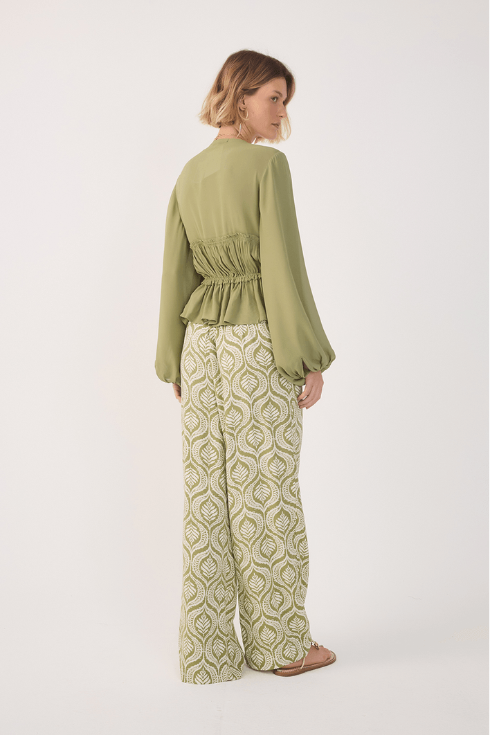 Calça Crepe Estampa Jardim