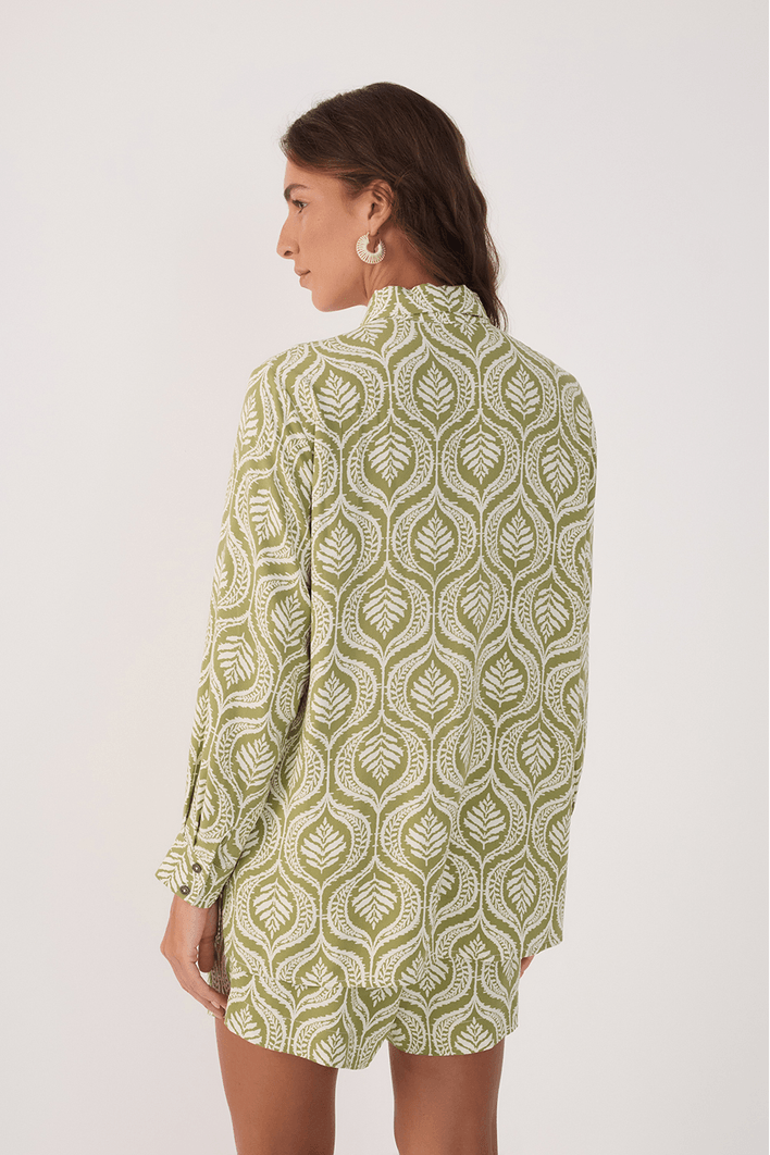Camisa Crepe Estampa Jardim