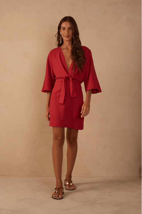 Vestido Curto Linho Mangão
