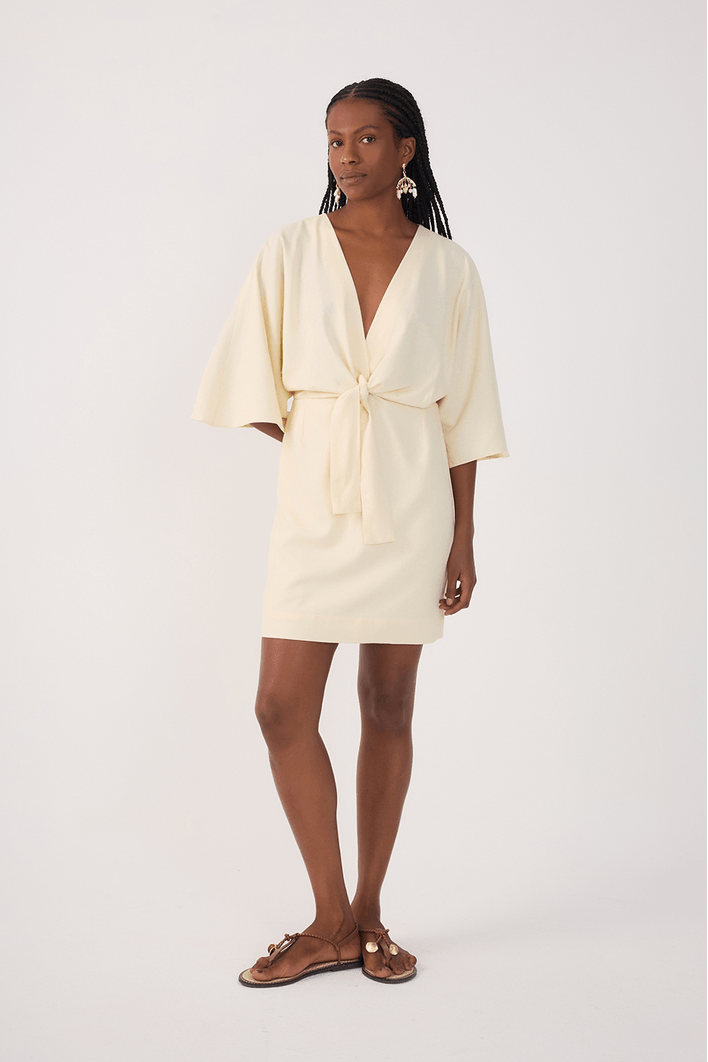 Vestido Curto Linho Mangão