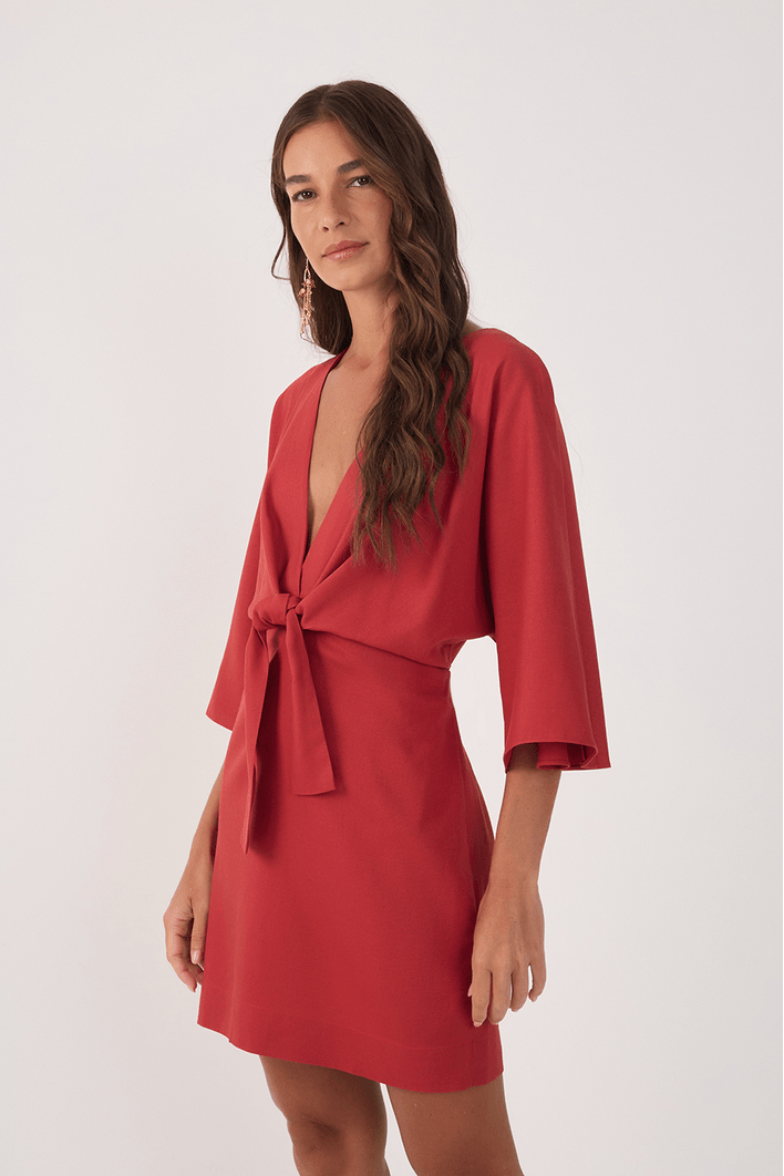 Vestido Curto Linho Mangão