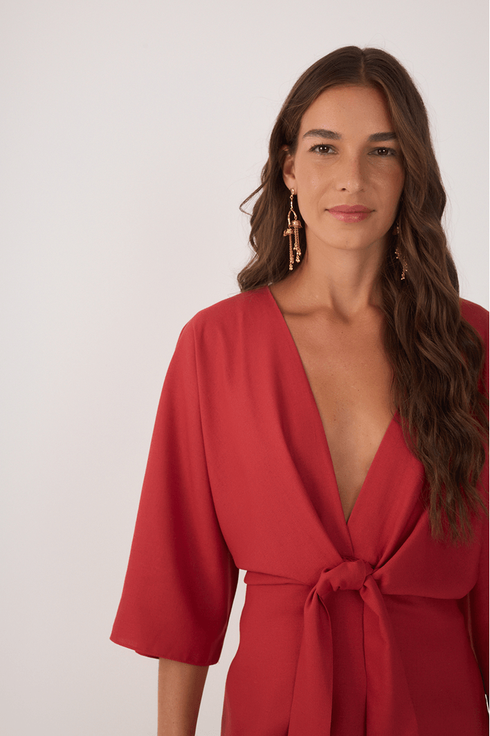 Vestido Curto Linho Mangão
