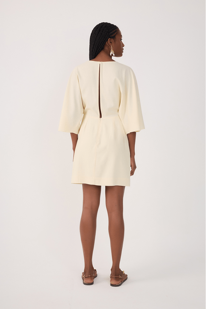 Vestido Curto Linho Mangão