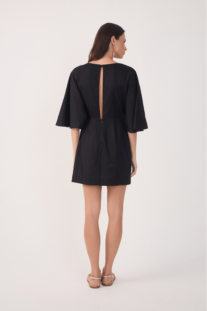 Vestido Curto Linho Mangão