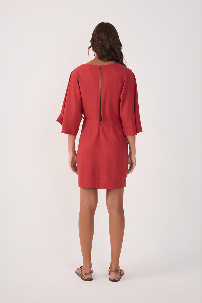 Vestido Curto Linho Mangão