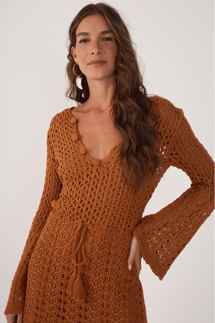 Vestido Tricot Vintage Botões