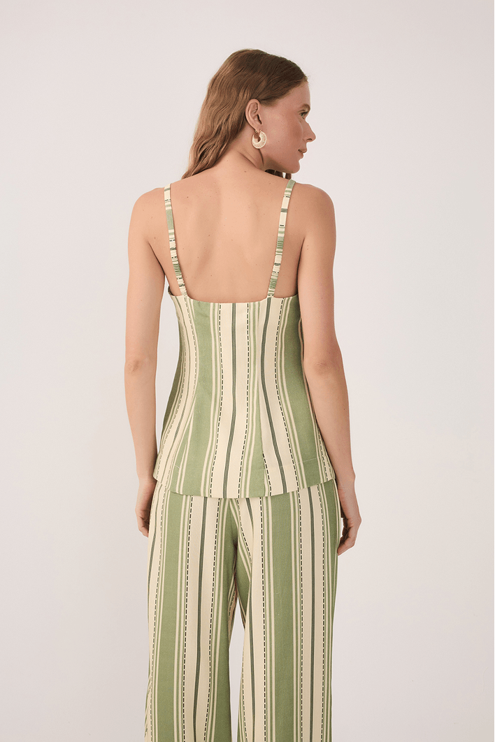 Colete Linho Estampa Descanso Verde