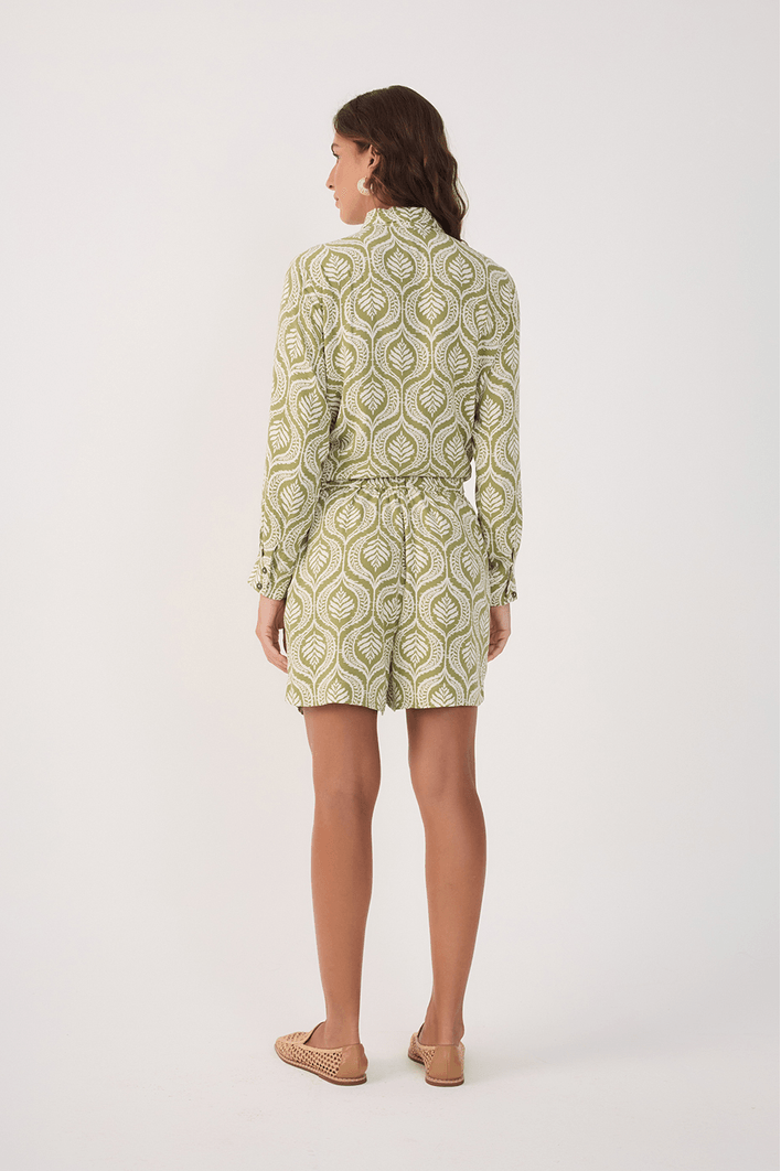 Short Crepe Estampa Jardim