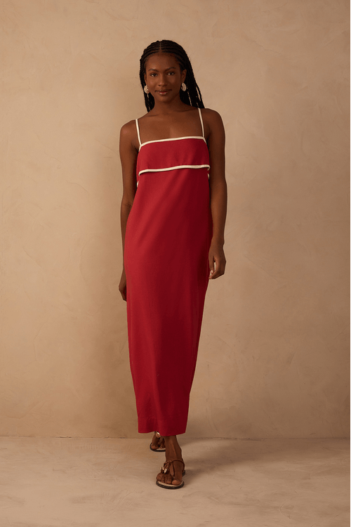 Vestido Cropped Linho Viés