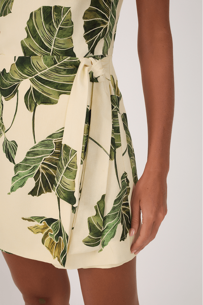 Macaquinho Linho Estampa Folhar